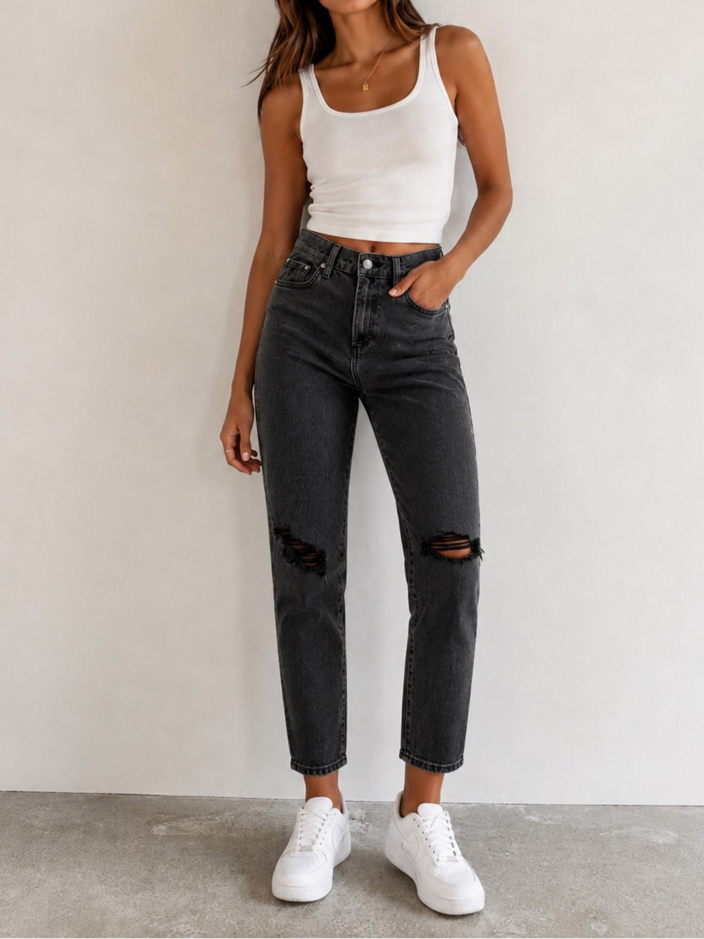 Joe's The Lara Mid-Rise Cigarette Straight-Leg Ankle Jeans - Faded Black - Picture 9 of 9